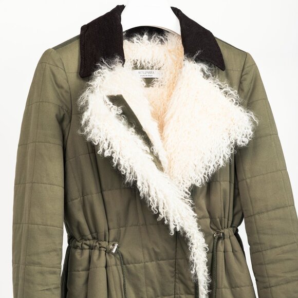 Altuzarra PF/15 Green Cotton Quilted Lamb-Fur Coat - Picture 4 of 11